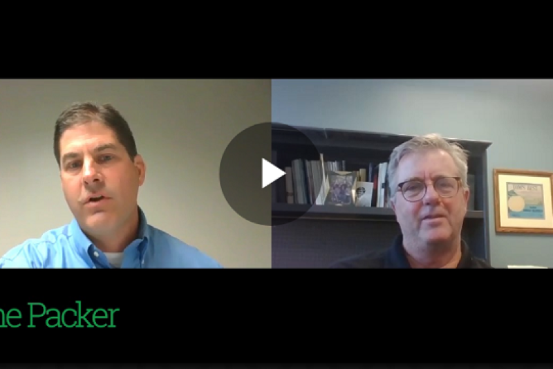 The Packer's Tom Karst visits with Don Roper Aug. 19