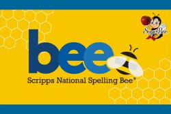 Logo for 2023 Scripps National Spelling Bee and SugarBee Apple logo