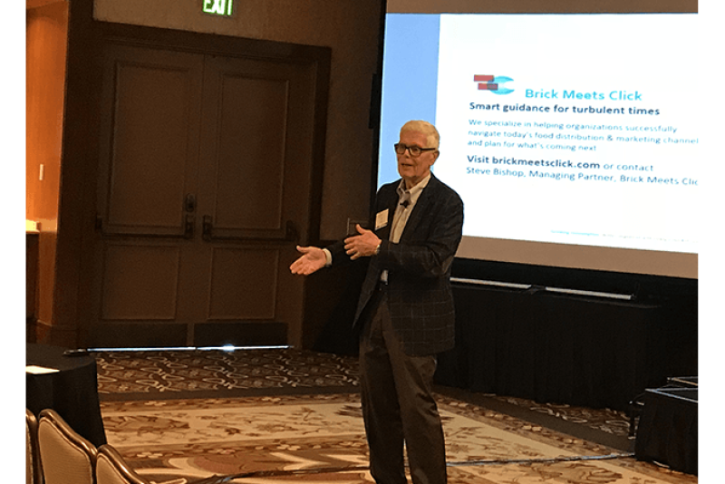 Retail analyst Bill Bishop speaks to California Fresh Fruit Association members March 26.