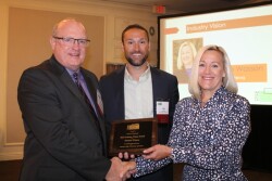 MACA Immediate Past President Rodney Schmidt, Bayer (L), newly-elected President Joe Olson, Helena, and Susanne Wasson.
