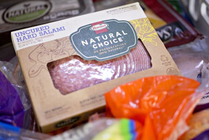 A package of Hormel Natural Choice brand hard salami.