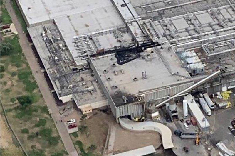 Aerial view of Tyson's fire-damaged Holcomb, Kan., facility. 