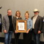 Pictured (l to r) are: 2020 American Hereford Association (AHA) President Joel Birdwell, Barry and Pam Healey, Janet and Brian Healey and AHA Board director Bruce Everhart.
