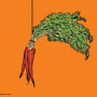 illustration of a bunch of carrots dangling from a string or rope