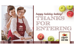 The New York Apple Association’s recent consumer holiday baking sweepstakes received more than 100,000 entries, says president and CEO Cynthia Haskins.