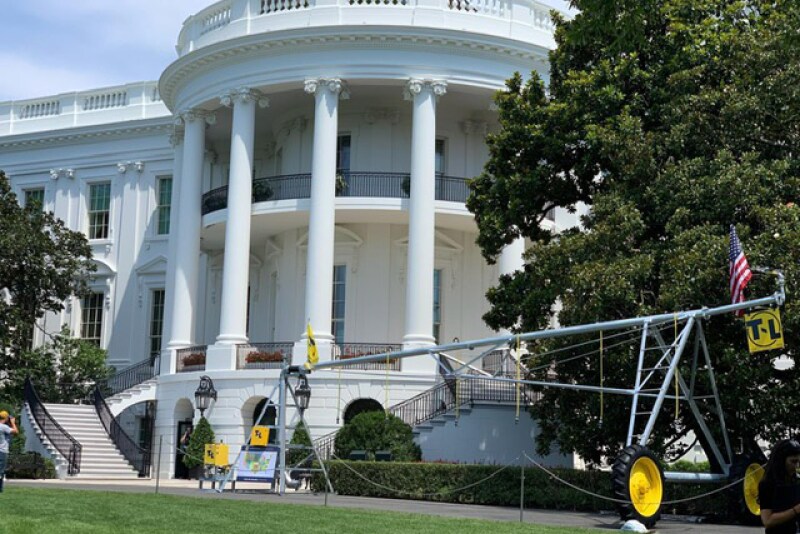 "I’ve seen T-L pivots in just about every situation—in corn fields, vegetable fields, irrigating tree crops, with mountains in the background, in other countries—but seeing one with the White House in the background, well that’s pretty much it, isn’t it,” said Dave Thom, president of T-L Irrigation Co.