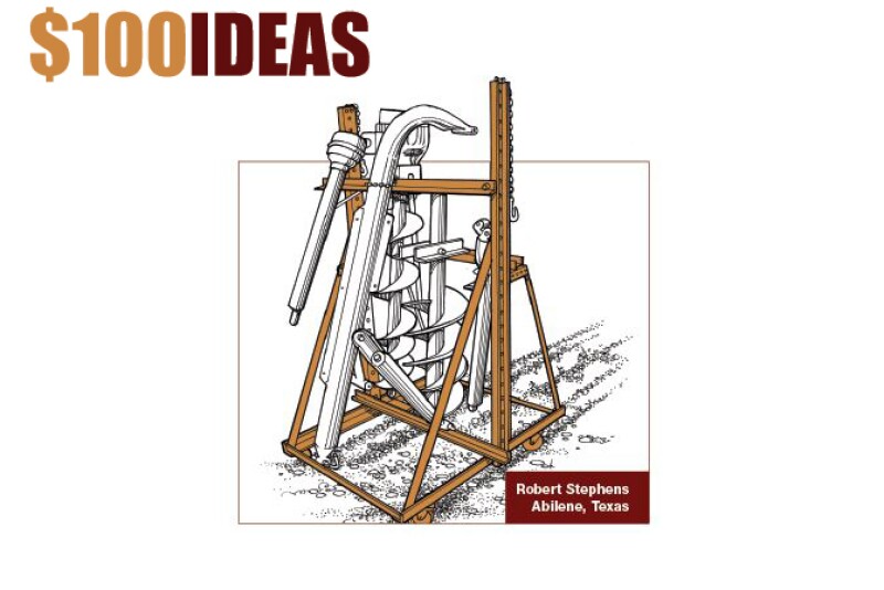 Robert Stephens, a farmer from Abilene, Texas, made attaching a post hole digger to his tractor a one-man job. See how he did it below.

