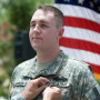 Receiving the Purple Heart military honor. 