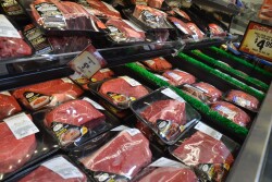 Meat at a grocery store. 