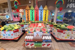 Watermelon retail display at Schnuck’s supermarket in Richmond Center, St. Louis